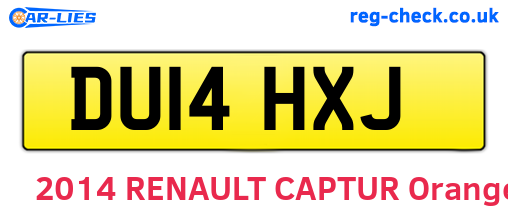 DU14HXJ are the vehicle registration plates.