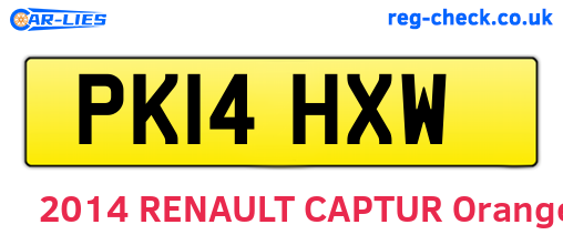 PK14HXW are the vehicle registration plates.