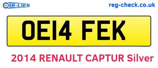 OE14FEK are the vehicle registration plates.