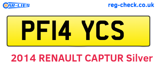 PF14YCS are the vehicle registration plates.