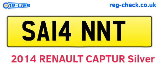 SA14NNT are the vehicle registration plates.