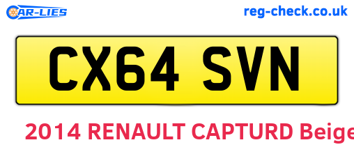 CX64SVN are the vehicle registration plates.