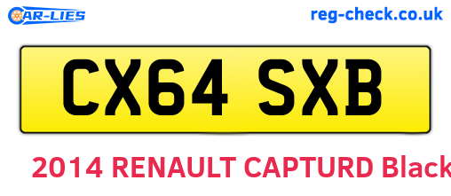 CX64SXB are the vehicle registration plates.