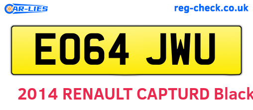 EO64JWU are the vehicle registration plates.