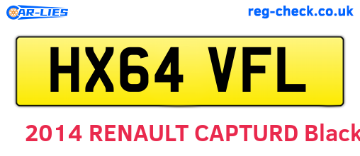HX64VFL are the vehicle registration plates.