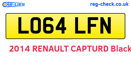 LO64LFN are the vehicle registration plates.