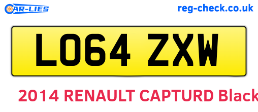 LO64ZXW are the vehicle registration plates.