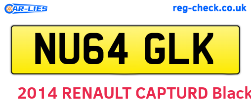 NU64GLK are the vehicle registration plates.