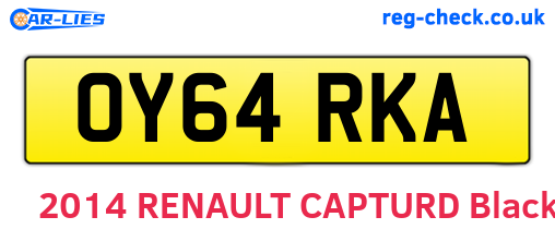 OY64RKA are the vehicle registration plates.