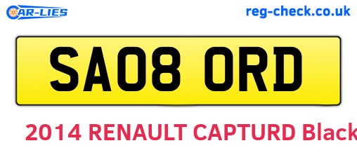 SA08ORD are the vehicle registration plates.