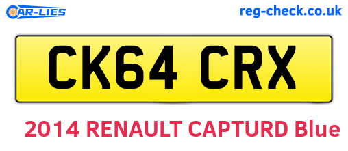 CK64CRX are the vehicle registration plates.