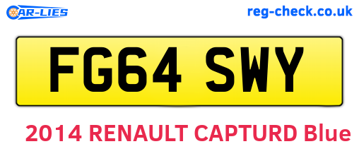 FG64SWY are the vehicle registration plates.