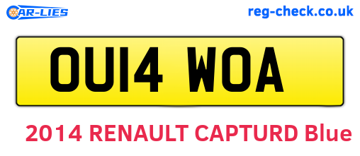 OU14WOA are the vehicle registration plates.