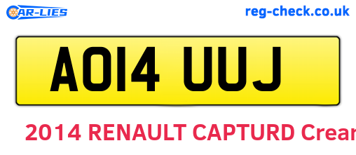 AO14UUJ are the vehicle registration plates.