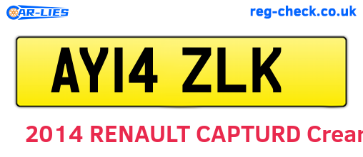 AY14ZLK are the vehicle registration plates.