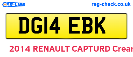 DG14EBK are the vehicle registration plates.