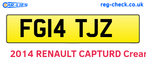 FG14TJZ are the vehicle registration plates.