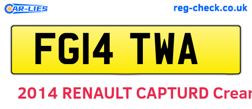 FG14TWA are the vehicle registration plates.