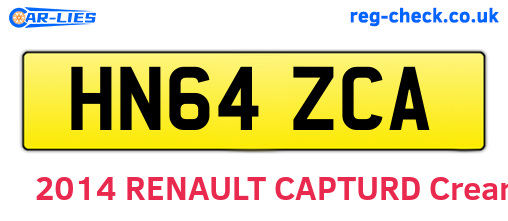 HN64ZCA are the vehicle registration plates.