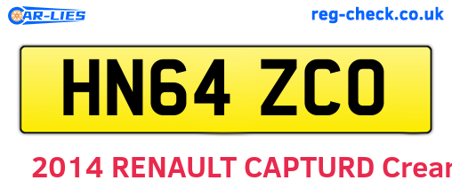 HN64ZCO are the vehicle registration plates.