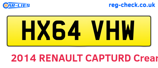 HX64VHW are the vehicle registration plates.