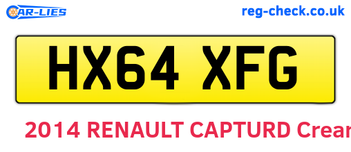 HX64XFG are the vehicle registration plates.