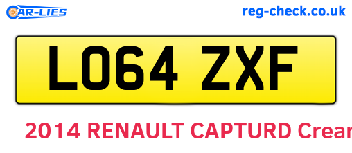 LO64ZXF are the vehicle registration plates.