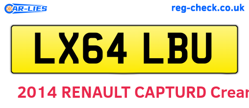 LX64LBU are the vehicle registration plates.