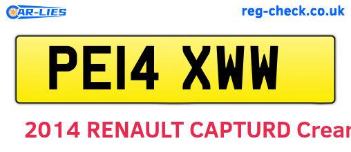 PE14XWW are the vehicle registration plates.