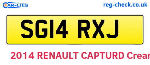 SG14RXJ are the vehicle registration plates.