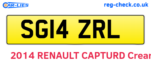 SG14ZRL are the vehicle registration plates.