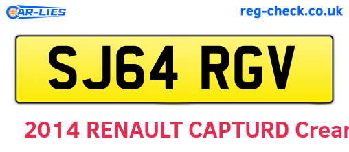 SJ64RGV are the vehicle registration plates.