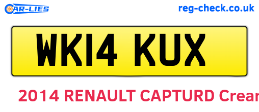 WK14KUX are the vehicle registration plates.