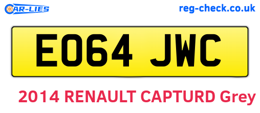 EO64JWC are the vehicle registration plates.