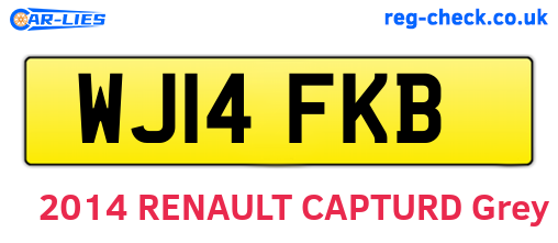 WJ14FKB are the vehicle registration plates.