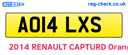 AO14LXS are the vehicle registration plates.