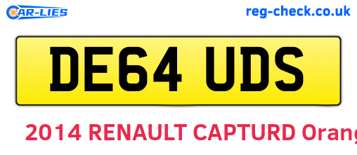 DE64UDS are the vehicle registration plates.