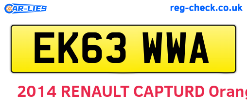 EK63WWA are the vehicle registration plates.