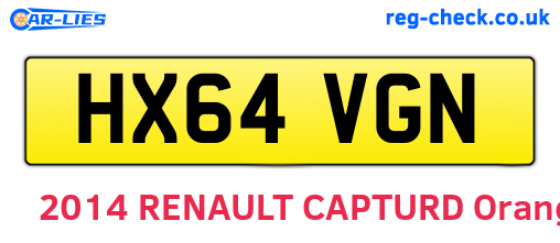 HX64VGN are the vehicle registration plates.