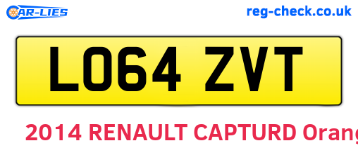 LO64ZVT are the vehicle registration plates.