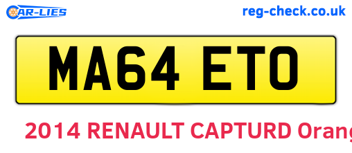 MA64ETO are the vehicle registration plates.