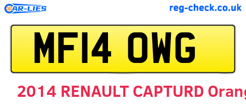MF14OWG are the vehicle registration plates.