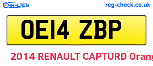 OE14ZBP are the vehicle registration plates.