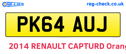 PK64AUJ are the vehicle registration plates.
