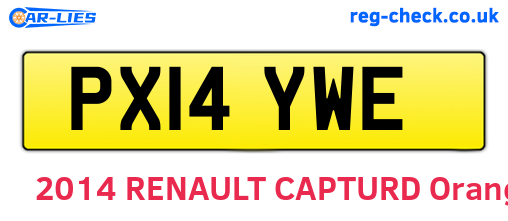 PX14YWE are the vehicle registration plates.