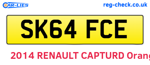 SK64FCE are the vehicle registration plates.