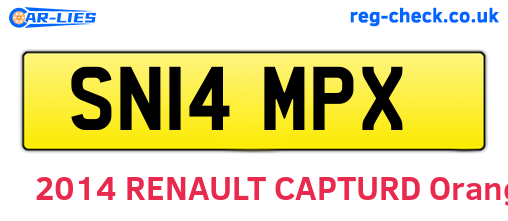 SN14MPX are the vehicle registration plates.