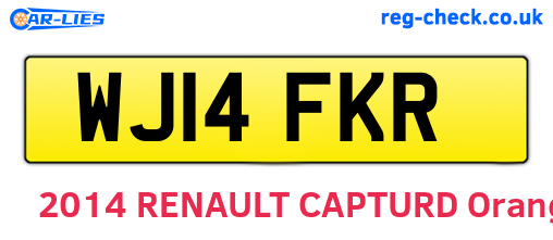 WJ14FKR are the vehicle registration plates.