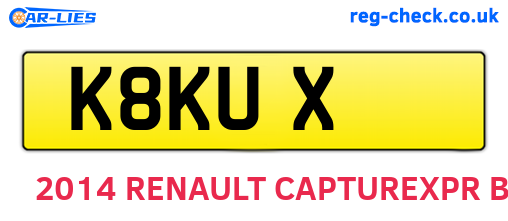 K8KUX are the vehicle registration plates.