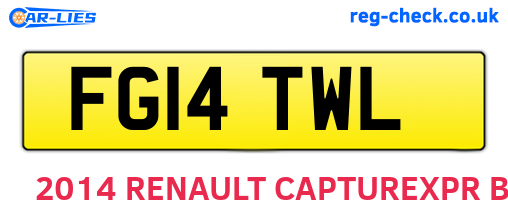 FG14TWL are the vehicle registration plates.